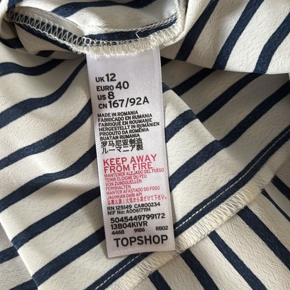 Topshop navy stripe spaghetti straps tank Sz 8 - Picture 5 of 5